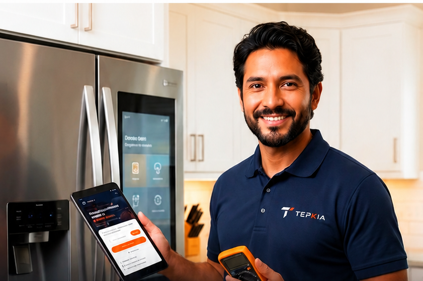 Técnico TEPKIA trabajando en panel eléctrico